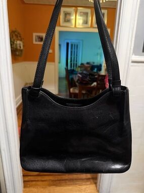 Monsac Black Leather Shoulder Bag
